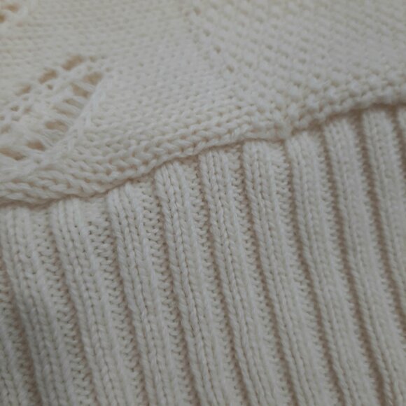 Rare handmade vintage quiet luxury knit short sleeve ivory sweater - Picture 8 of 16